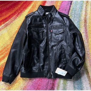 Levi’s vegan/faux leather shearling lined aviator bomber flight jacket XL
